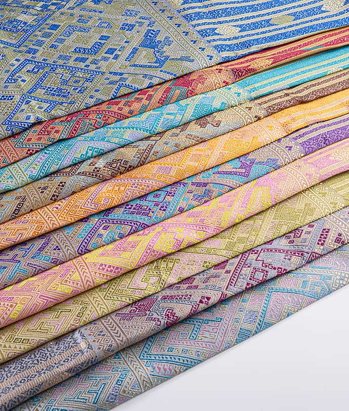 Hult polyester jacquardstof til laotisk traditionel Sarong